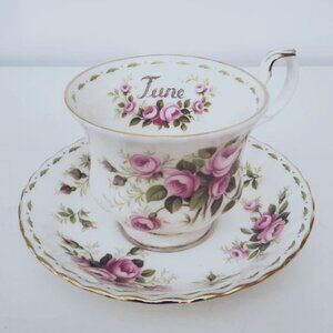 Lovely Royal Albert Flower of the Month Series June Rose Teacup and Saucer Set